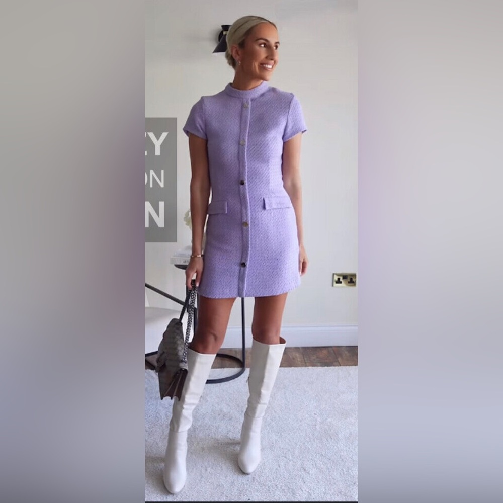 Zara Lilac Purple Textured Mini Dress Size S